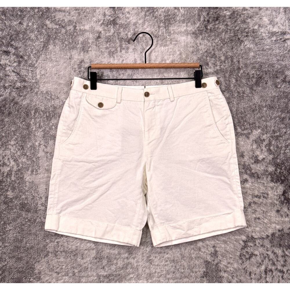 SUITSUPPLY Bennington Shorts 32 Mens Cotton Linen Side Adjuster Ivory White